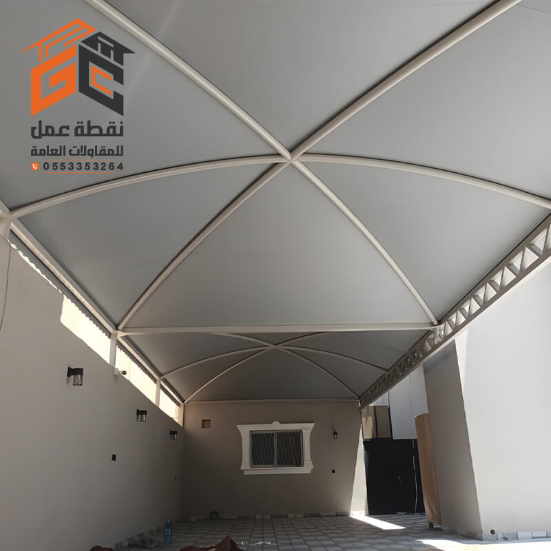 تنفيذ مظلات سيارات من مؤسسة نقطة عمل بالرياض