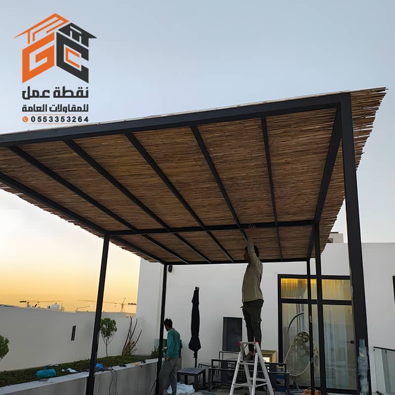 تركيب مظلات خيزران
