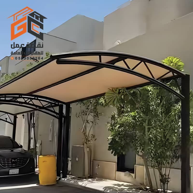 تنفيذ مظلات سيارات كابولي من مؤسسة نقطة عمل